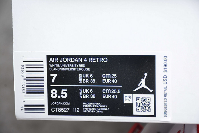 Air Jordan 4 “University Red” CT8527-112